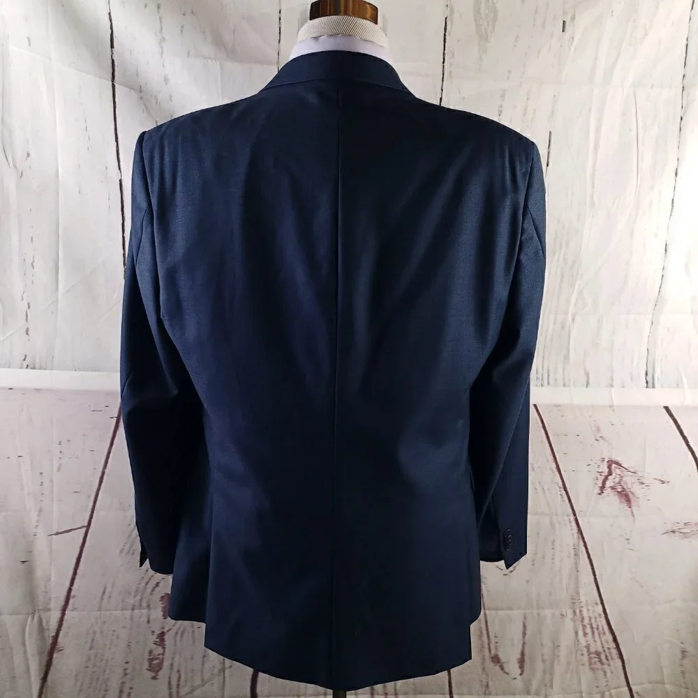 Tommy Hilfiger 44L Wool 2 Button Blue Birdseye Suit Blazer Jacket